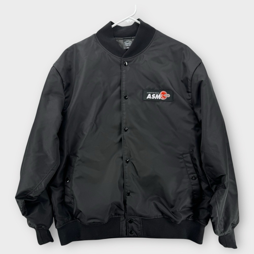 ASM IS DESIGN Bomber Jacket Mens XL Black Embroidered Honda Cars Yokohama NEW
